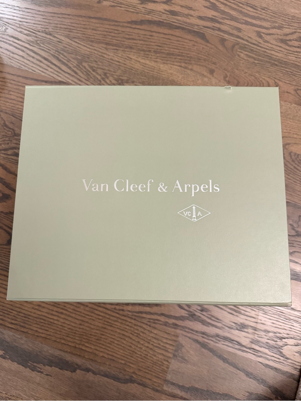 Van Cleef & Arpels Sage Green Presentation Box with White Logo